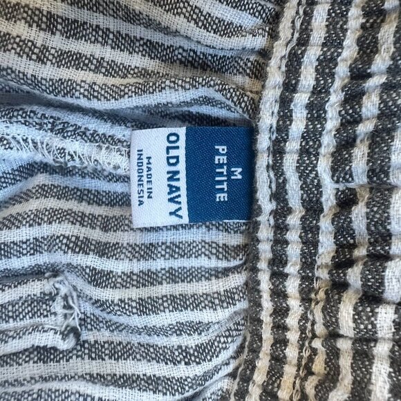 OLD NAVY Linen Drawstring Wide Leg Pants Trousers Striped Size Medium Petite - Picture 9 of 10